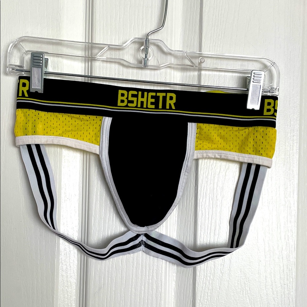 BSHETR - Black and Yellow Jock Strap.